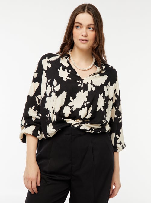 Blusa ligera de manga larga con motivo - Kiabi