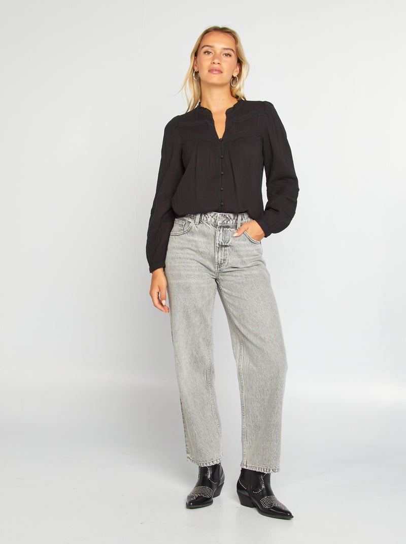 Blusa ligera de manga larga negro - Kiabi