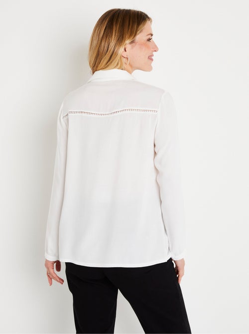 Blusa lisa bordada con botones - Afibel - Kiabi