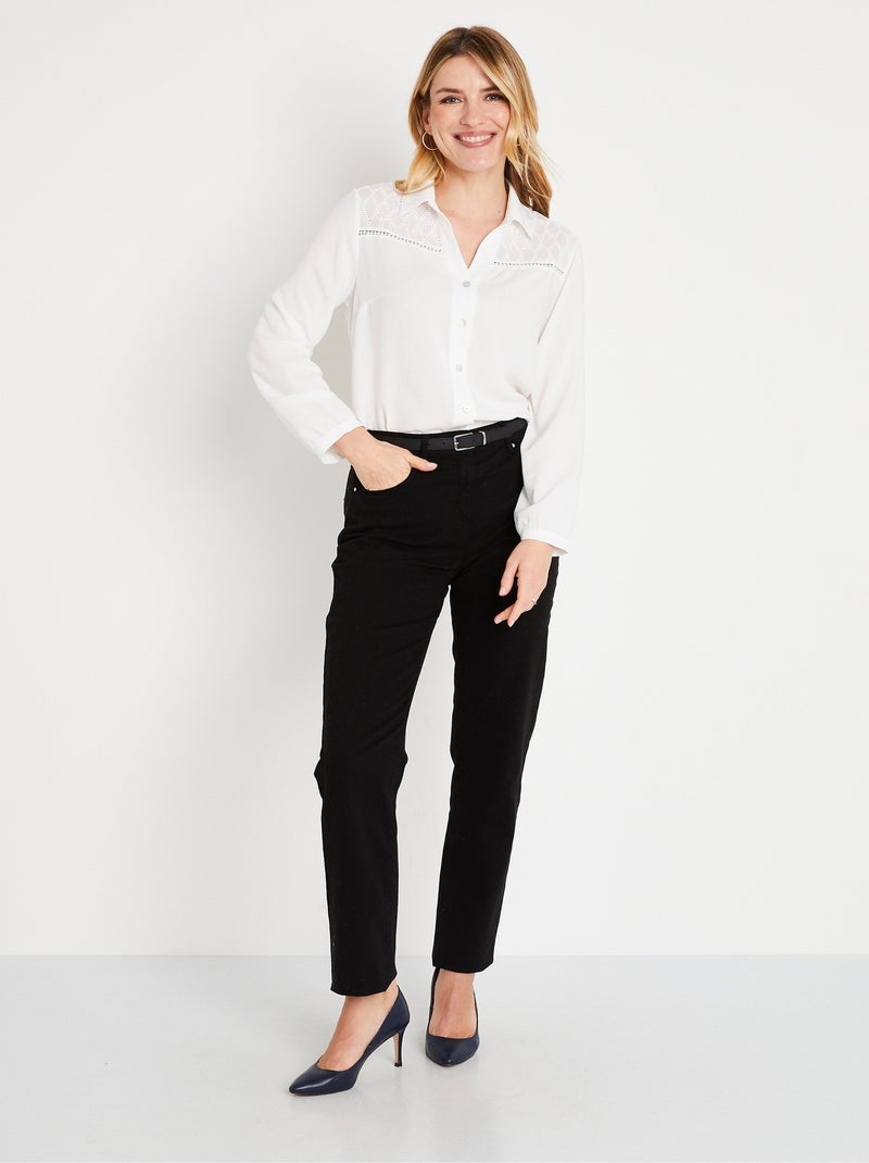 Blusa lisa bordada con botones - Afibel Crudo - Kiabi