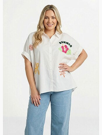 Blusa lisa con bordado de temática veraniega - AFIBEL