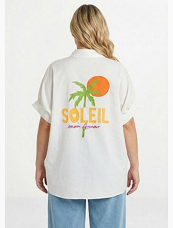 Blusa lisa con bordado de temática veraniega - AFIBEL