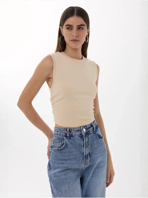 Blusa lisa con detalle fruncido hiccup - Kiabi Blusa lisa con detalle fruncido hiccup - Kiabi