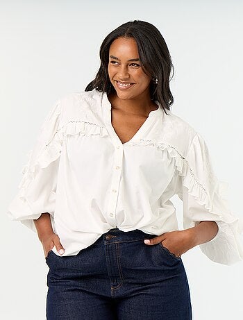 Blusa lisa con volantes