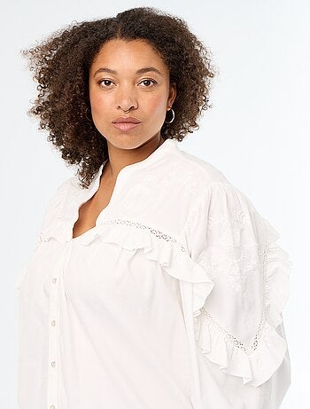 Blusa lisa con volantes