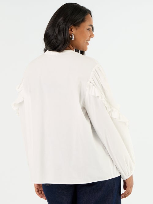 Blusa lisa con volantes - Kiabi