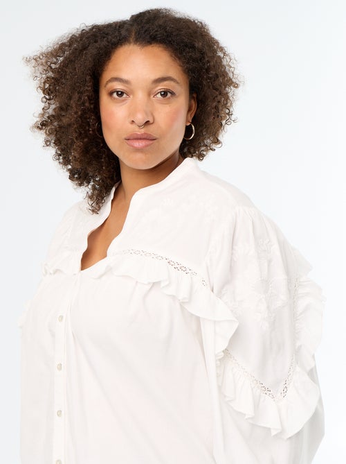 Blusa lisa con volantes - Kiabi