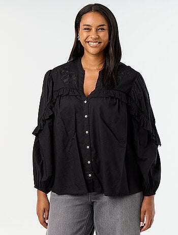 Blusa lisa con volantes