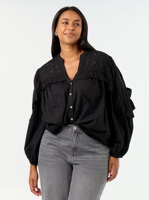 Blusa lisa con volantes - Kiabi Blusa lisa con volantes - Kiabi
