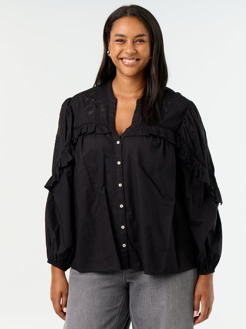 Blusa lisa con volantes - Kiabi Blusa lisa con volantes - Kiabi