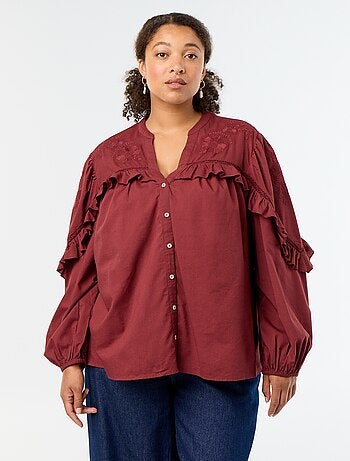 Blusa lisa con volantes