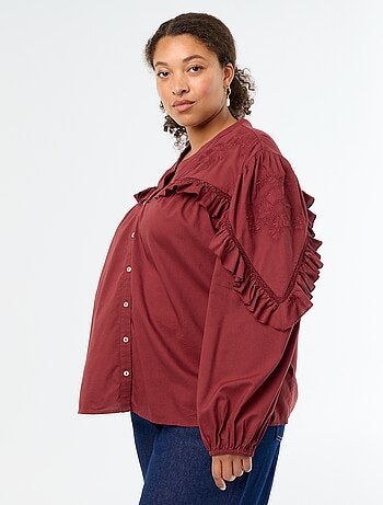 Blusa lisa con volantes