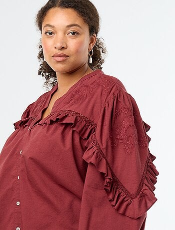 Blusa lisa con volantes