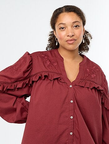 Blusa lisa con volantes