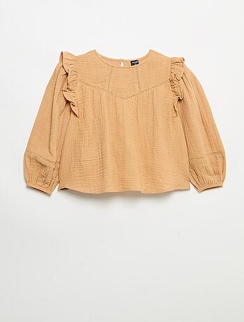 Blusa lisa de gasa de algodón