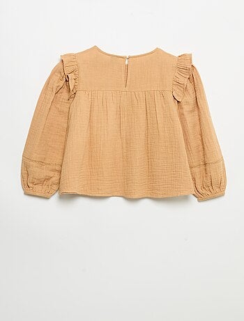 Blusa lisa de gasa de algodón