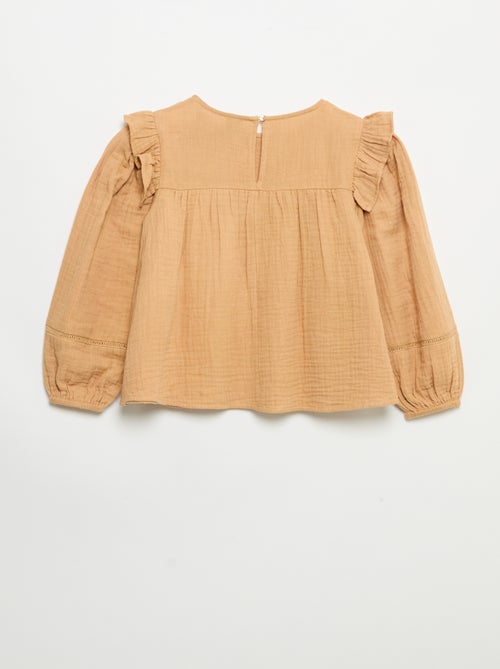 Blusa lisa de gasa de algodón - Kiabi Blusa lisa de gasa de algodón - Kiabi