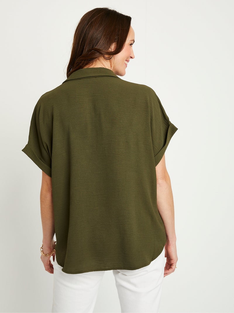 Blusa lisa de manga corta - Afibel Verde - Kiabi