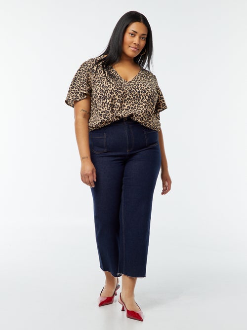 Blusa lisa de manga corta - Kiabi