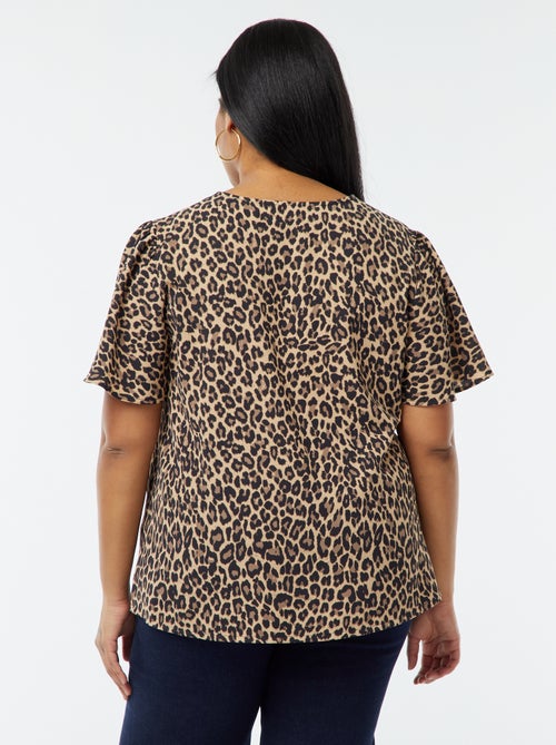 Blusa lisa de manga corta - Kiabi