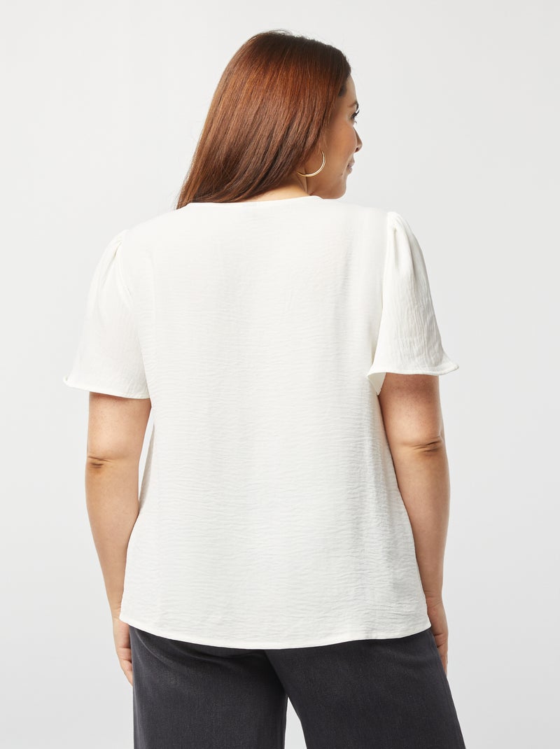 Blusa lisa de manga corta BLANCO - Kiabi