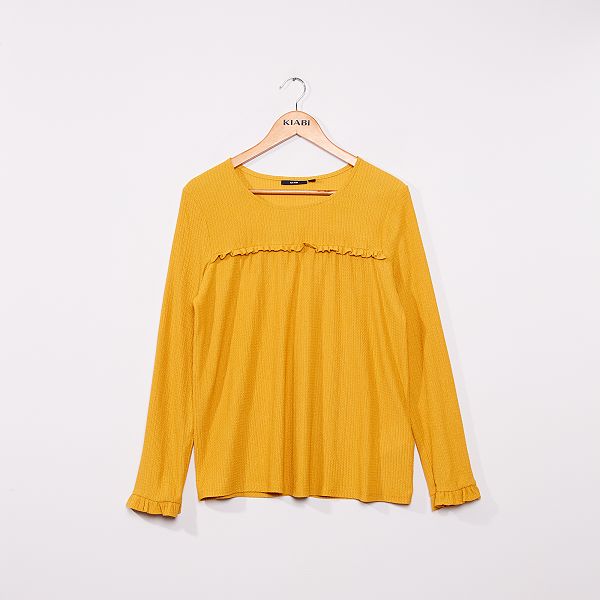 Blusa lisa de punto con textura Mujer talla 34 a 48 Blusa lisa de punto con textura Mujer talla 34 a 48