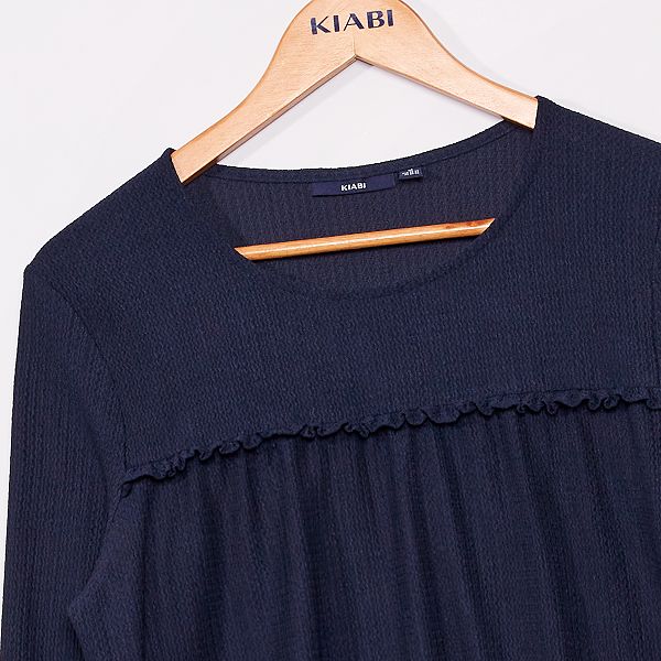 Blusa lisa de punto con textura Mujer talla 34 a 48 negro Blusa lisa de punto con textura Mujer talla 34 a 48