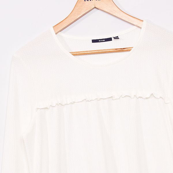 Blusa lisa de punto con textura Mujer talla 34 a 48 negro Blusa lisa de punto con textura Mujer talla 34 a 48