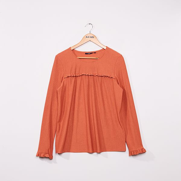 Blusa lisa de punto con textura Mujer talla 34 a 48 ROJO Blusa lisa de punto con textura Mujer talla 34 a 48