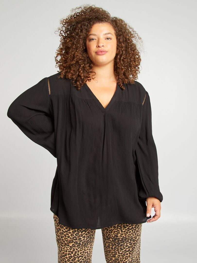 Blusa lisa negro - Kiabi