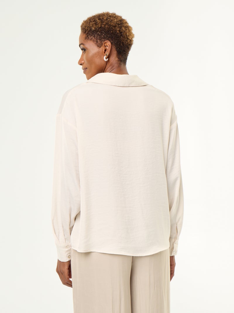 Blusa lisa satinada Beige - Kiabi