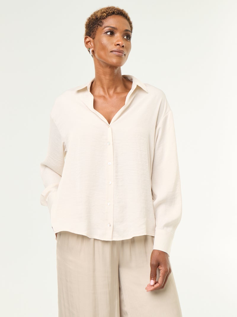 Blusa lisa satinada Beige - Kiabi