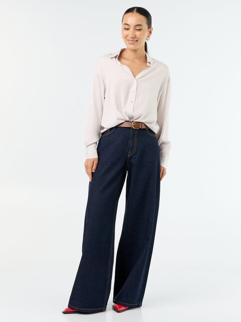 Blusa lisa satinada Gris - Kiabi