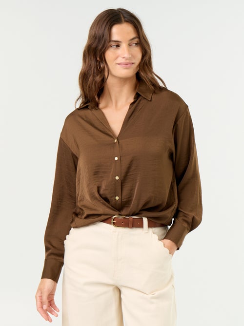 Blusa lisa satinada - Kiabi Blusa lisa satinada - Kiabi