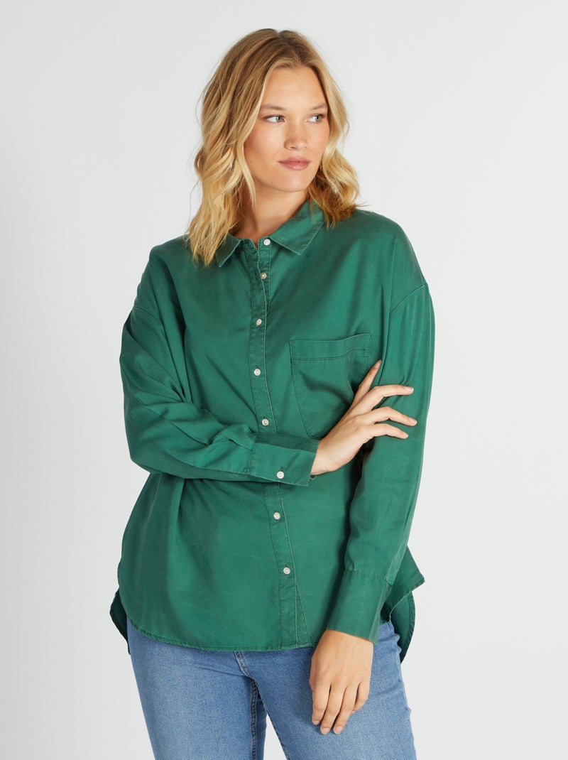Blusa lisa Verde - Kiabi