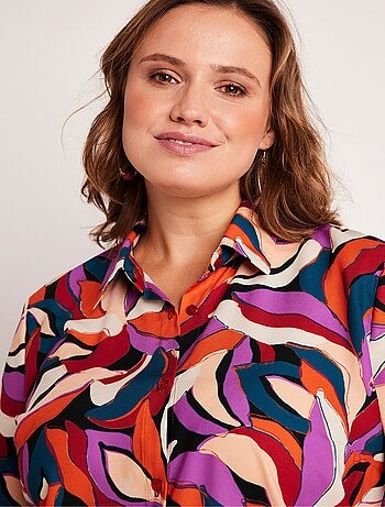 Blusa manga larga con estampado de hojas - Afibel