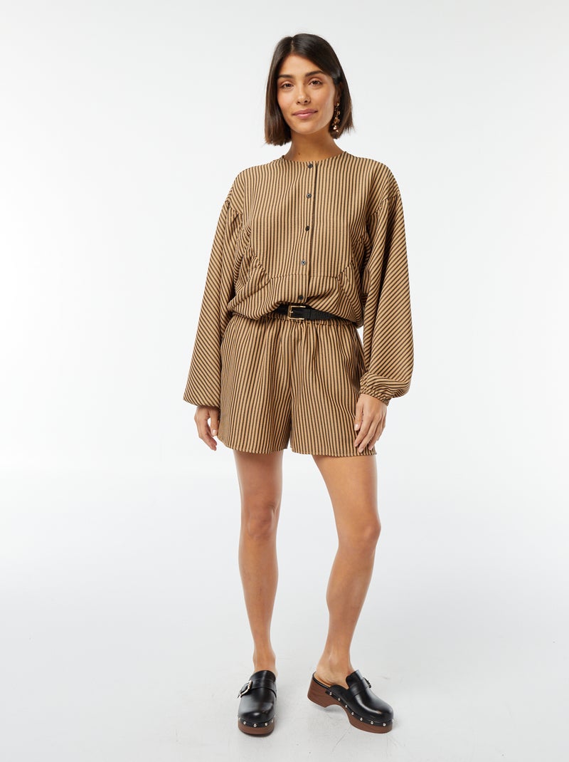 Blusa oversize con rayas MARRON - Kiabi
