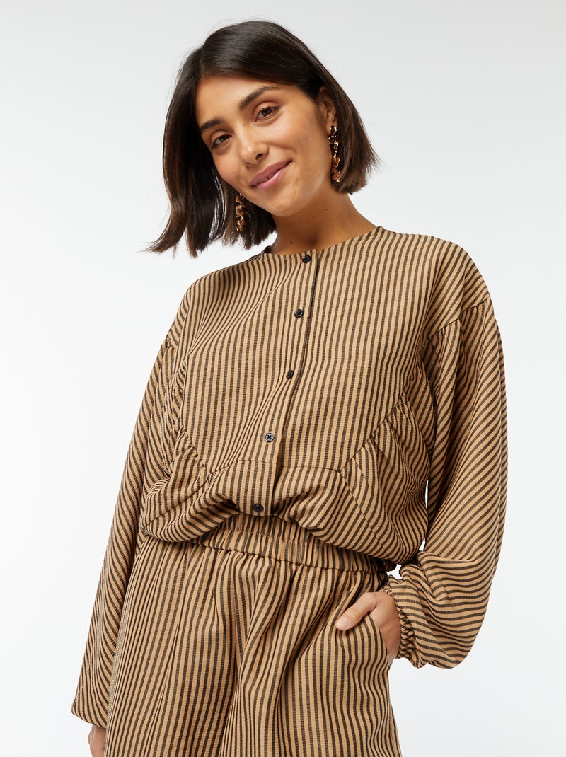Blusa oversize con rayas MARRON - Kiabi