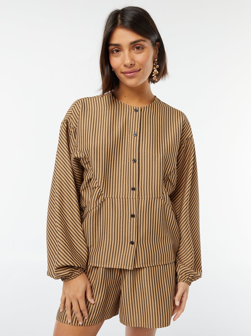 Blusa oversize con rayas MARRON - Kiabi