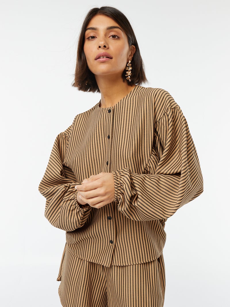 Blusa oversize con rayas MARRON - Kiabi