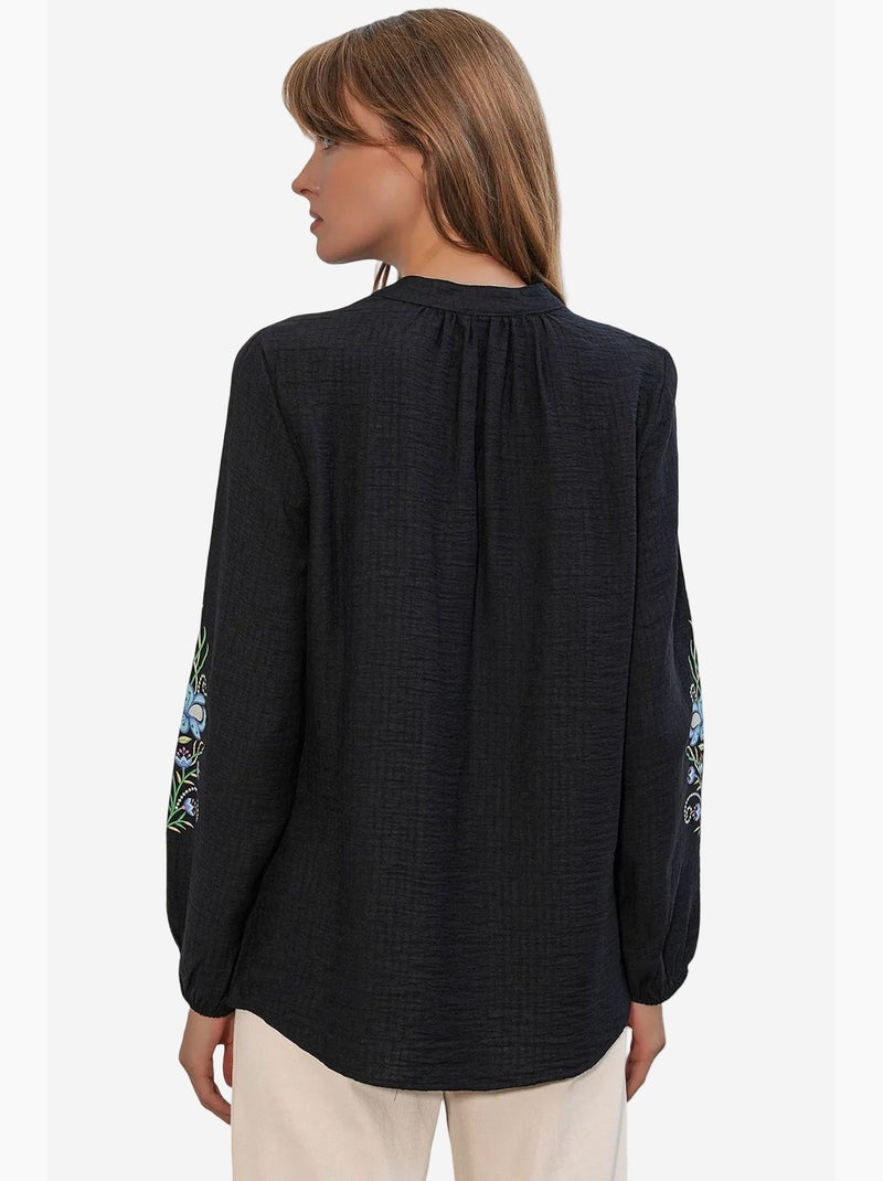 Blusa oversize de crepé bordado bdart Negro - Kiabi