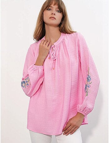 Blusa oversize de crepé bordado bdart