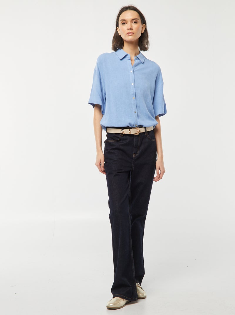Blusa oversize de lino AZUL - Kiabi