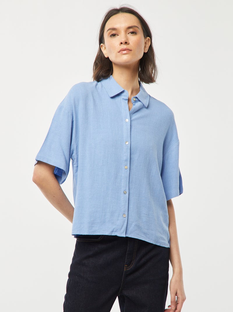 Blusa oversize de lino AZUL - Kiabi