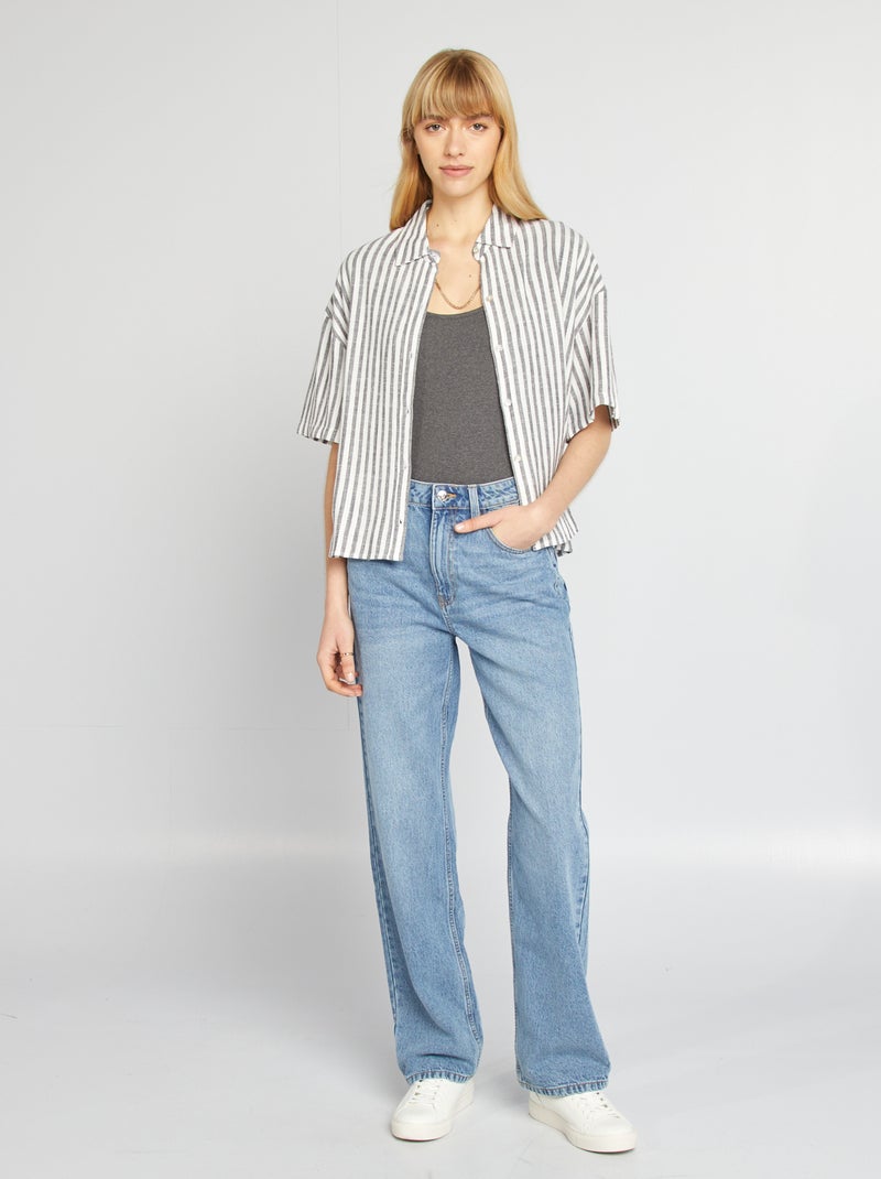 Blusa oversize de lino GRIS - Kiabi