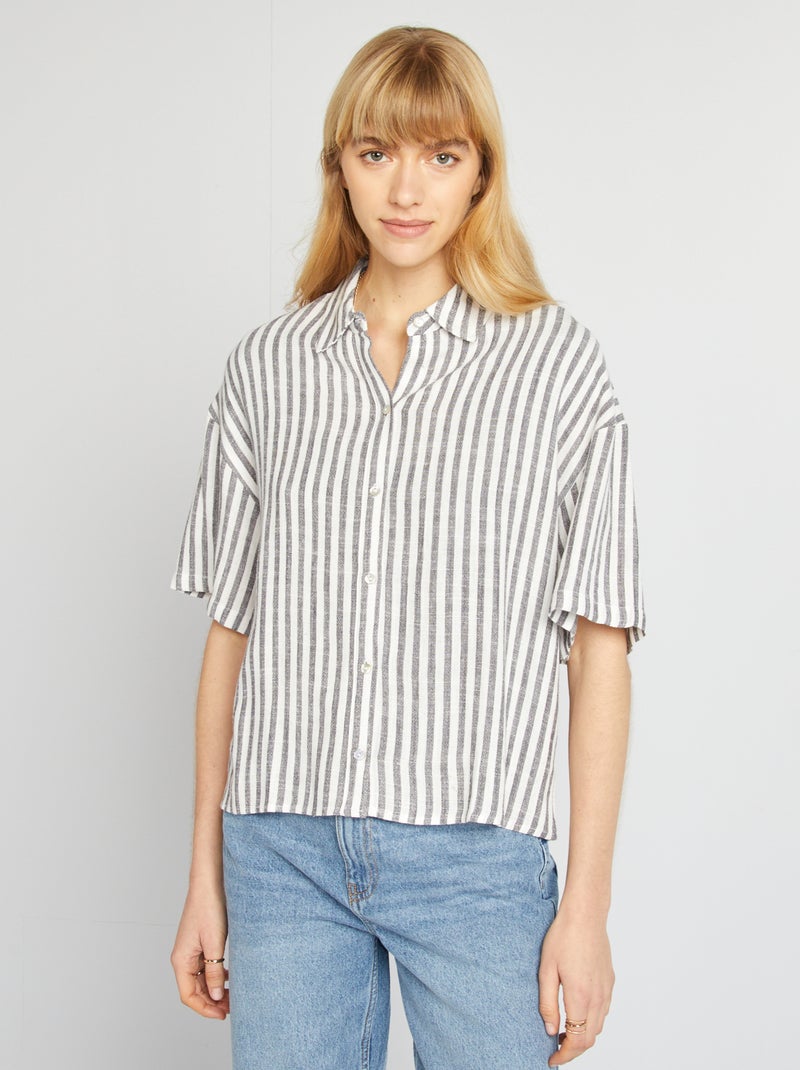 Blusa oversize de lino GRIS - Kiabi