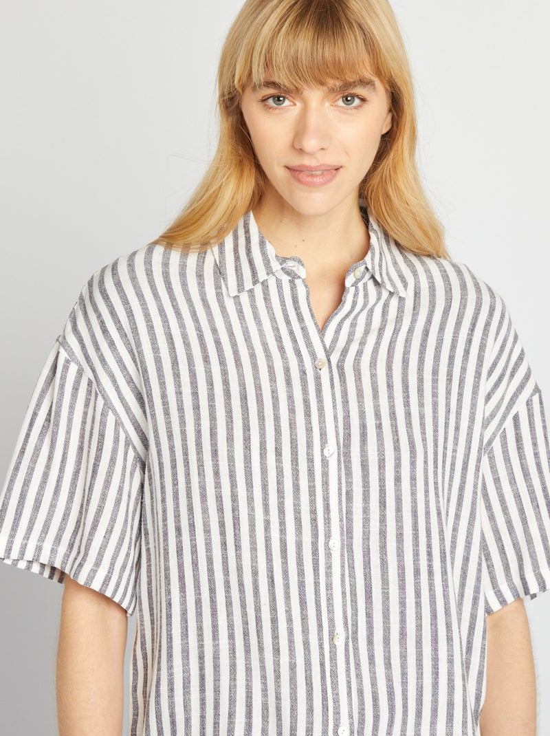 Blusa oversize de lino GRIS - Kiabi