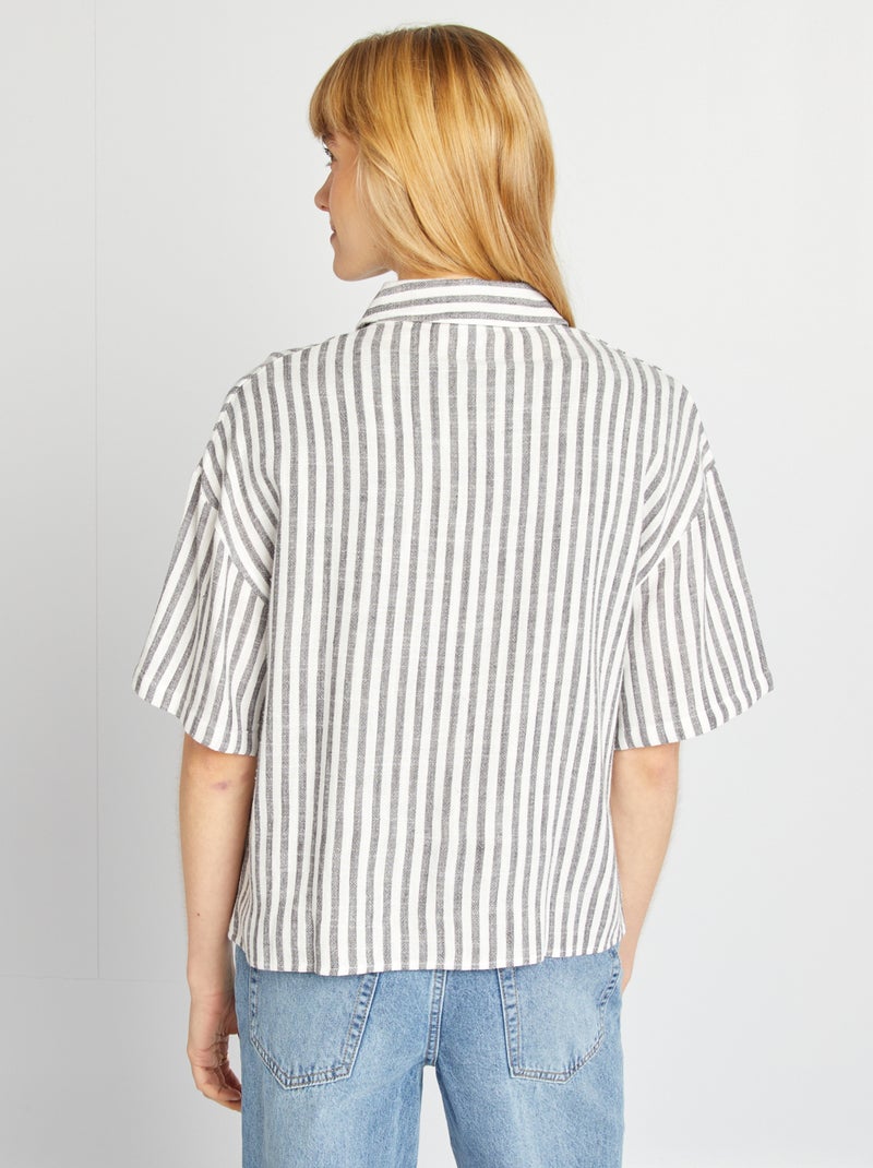 Blusa oversize de lino GRIS - Kiabi