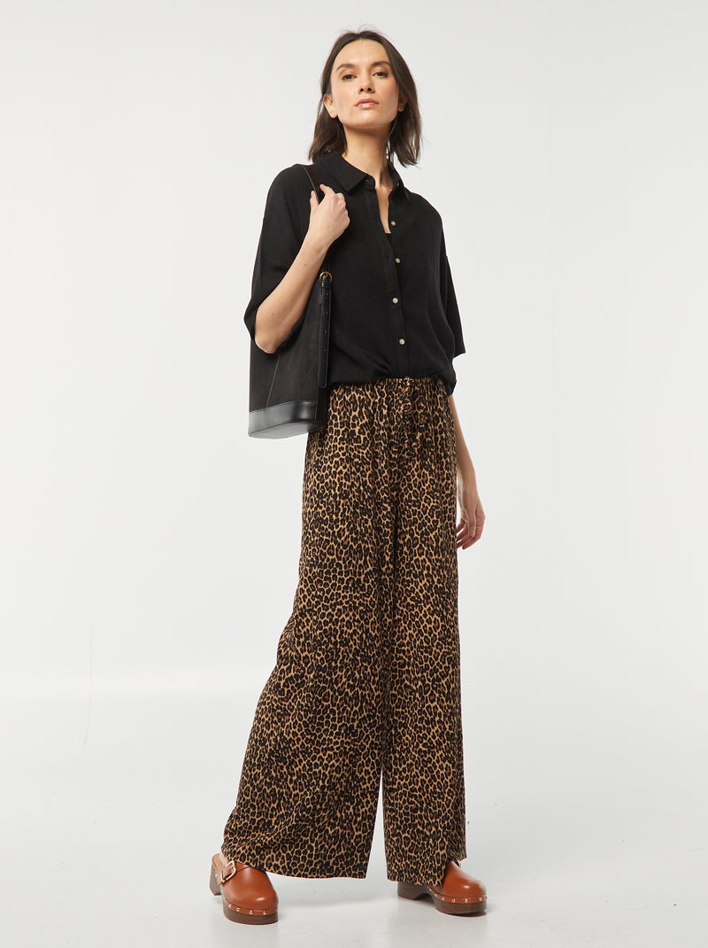 Blusa oversize de lino negro - Kiabi