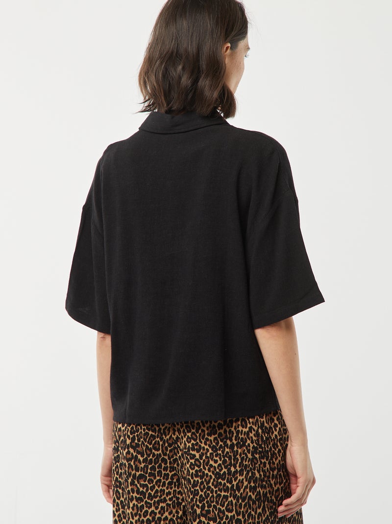 Blusa oversize de lino negro - Kiabi